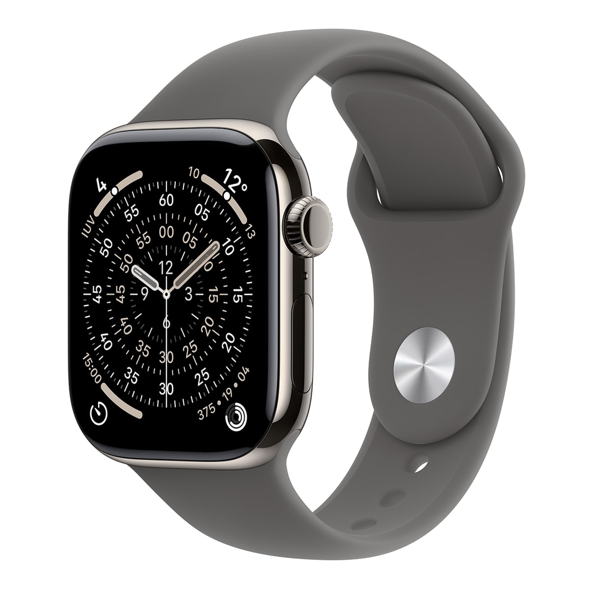 Apple - Apple Watch Series 11 GPS + Cellular 42mm Titanio natural con Correa Deportiva Gris Piedra (S-M). - Image 1