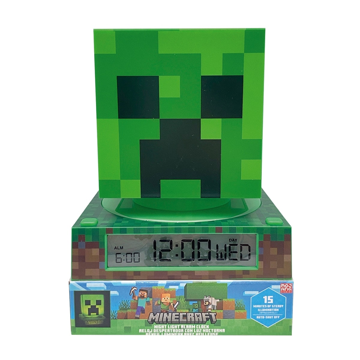Minecraft - Lámpara 3D con despertardor y fecha Minecraft. - Image 1