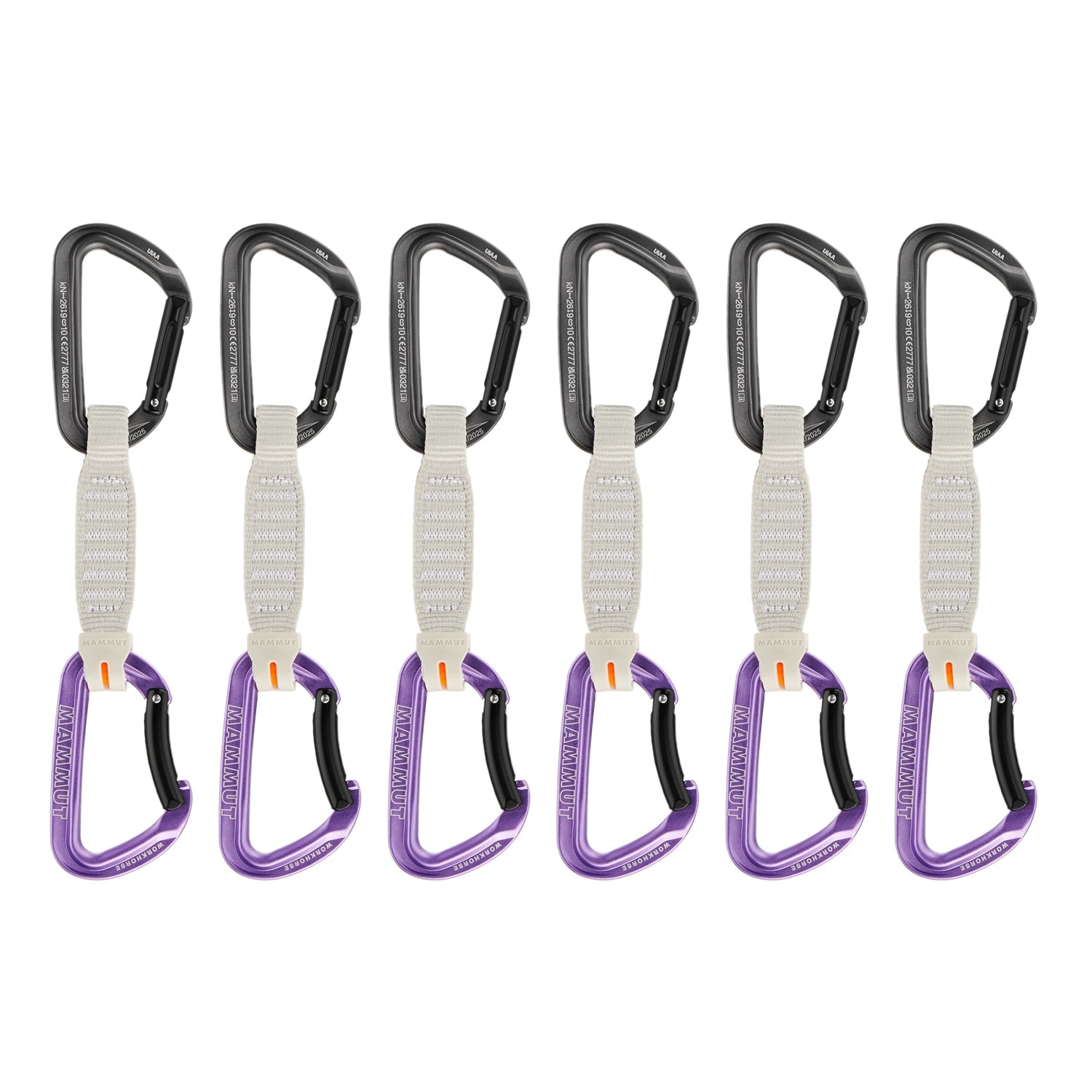 Mammut - Pack de 6 cintas express de escalada WORKHORSE KEYLOCK 12 cm Mammut. - Image 1