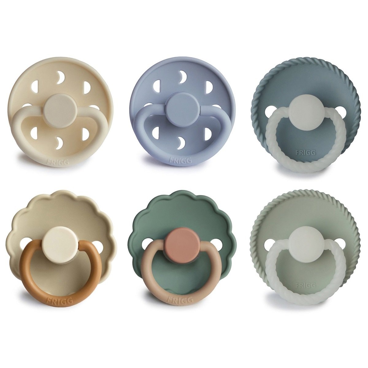 Frigg - Pack regalo 6 chupetes Frigg tetina redonda de silicona. - Image 1