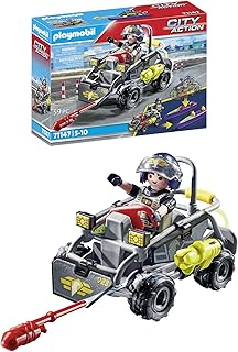 Playmobil 71147 Quad Transformable de Bandit - City Action - avec Un Personnage à Visage Interchangeable et Un véhicule d'intervention des Forces spéciales avec Effets sonores et Lumineux - Dès 5 Ans - Image 1