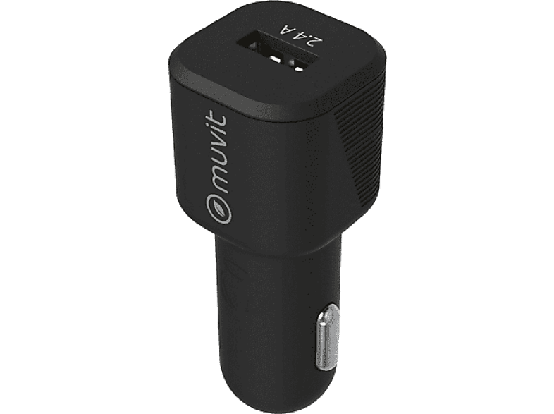 Cargador USB para coche - Muvit MCDCC0006, Universal, 2.4A, Negro - Image 1