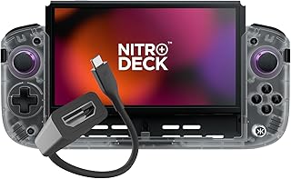 CRKD Nitro Deck+ with HDMI Adapter - Handheld Pro Controller for Nintendo Switch & OLED Model - TV Dockable - Programmable Sidekicks & Back Buttons - TruCollection System (Clear White) - Image 1