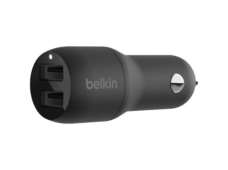 Cargador USB para coche - Belkin CCB001btBK, Dispositivos con carga USB-A, Doble puerto, 24W con 12 vatios por puerto, Negro - Image 1