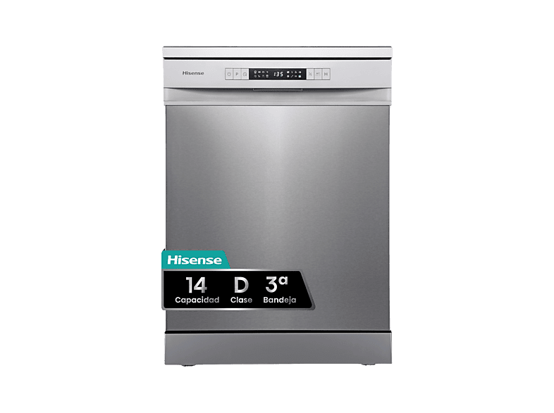 Lavavajillas - Hisense HS623D10X, 14 servicios, 7 programas, 60 cm, Media Carga, Tercera bandeja, Inox - Image 1