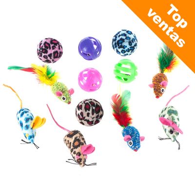 Set de juguetes con pelotas y ratones para gatos - Image 1