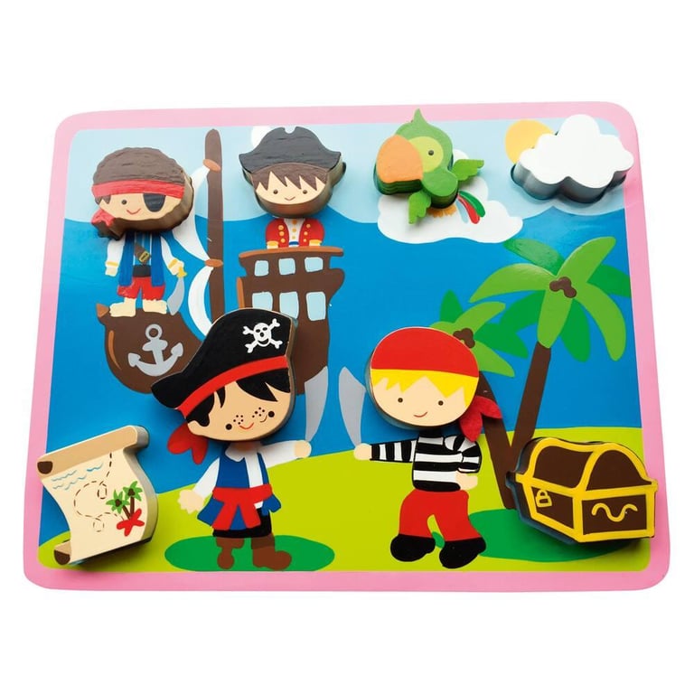 PUZZLE EN BOIS 8 PIECES PIRATES - Image 1