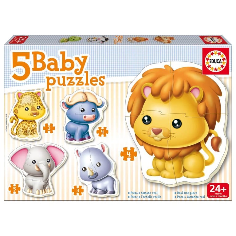 5 PUZZLES EVOLUTIF BABY ANIMAUX SAUVAGES - Image 1