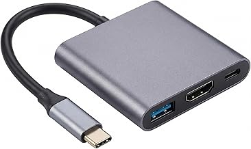 USB C to HDMI 4K Adapter, 3-in-1 Hub PD 100W & USB 3.0, Dock Compatible with MacBook Pro/Air iPad Samsung S24/S23 HP Surface XPS - Grey - Image 1