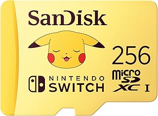 SANDISK microSDXC Produit sous Licence pour Les Consoles Nintendo Switch, Pokémon Pikachu 256 Go (UHS-I Carte, jusqu'à 100 Mo/s, Class 10, U3, V30, 4K UHD) - Image 1