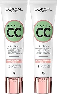 L'Oréal Paris Magic CC Cream 24H Moisturising Anti-Redness Green Cream 5in1 Universal Shade Long-Lasting Velvety Skin Effect - 2 flacons de 30ml - Image 1