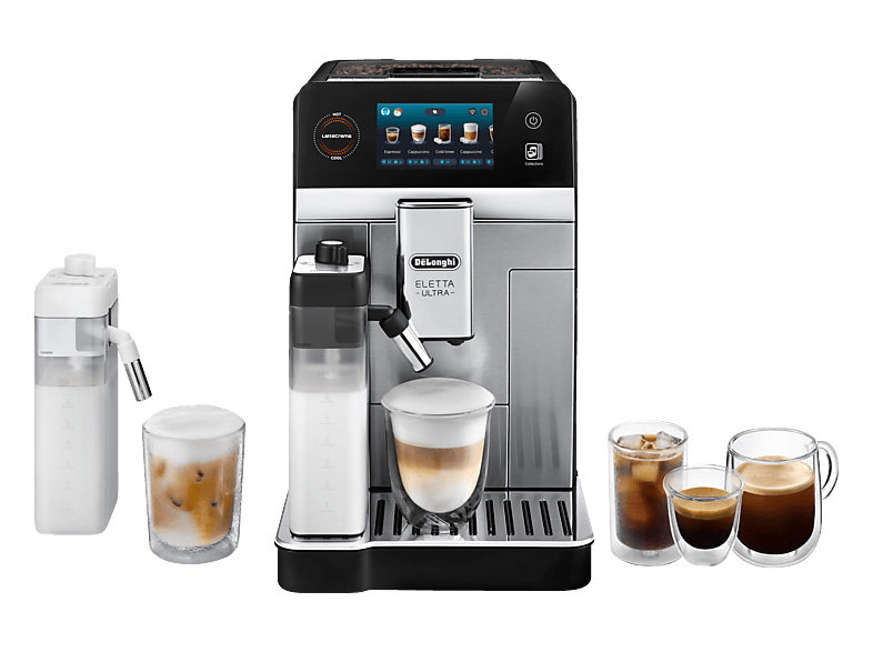 DELONGHI ECAM 470.85.MB ELETTA ULTRA – über 50 Rezepte, heißer und kalter Milchschaum, 4 Benutzerprofile, intuitive Touch-Bedienung, Kaffeevollautomat Silber - Image 1