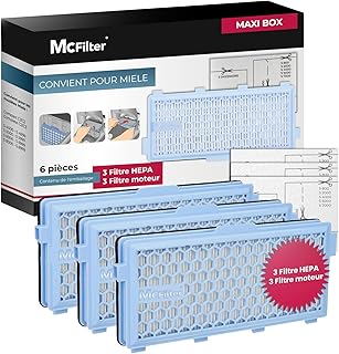 McFilter I 3 HEPA + 3 filtres de protection du moteur I Alternative pour SF-HA 50 compatible avec Miele Compact C1 C2, Complete C2, S8340, S8360 et séries S4000–S8999, filtre pour aspirateur - Image 1