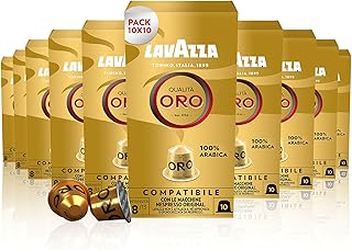 LAVAZZA - Cafe Espresso Qualita Oro - 100% Arabica - Lot de 10 x 10 Capsules Aluminium Compatibles Avec Les Machines Nespresso (100 capsules) - Image 1