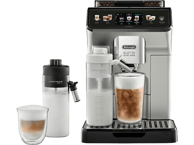 Cafetera superautomática - De'Longhi Eletta Explore Cold Brew ECAM450.65.S, 1450W, 19 bar, Molinillo integrado, Táctil, Bebidas frías calientes, Plata - Image 1