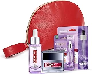 L'Oréal Paris – Trousse Cadeau Routine Repulpante – Acide Hyaluronique Pur – Hydratation, Volume & Fermeté – Sérum Anti-rides, Crème Revolumisante & 2 Masques Sérum – Revitalift Filler – 4 produits - Image 1