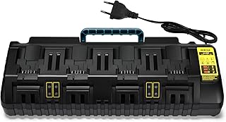 Four-Port Chargeur de Batterie Li-ION 12 V/18 V/20 V Compatible avec DEWALT - Affichage LED Intelligent, Protection Contre la surchauffe et la Surcharge, Fixation Murale - Image 1