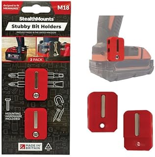 Stealth Mount Stubby Bit Holder for Milwaukee M18 (lot de 2) Rouge BH-M18-S-RED-2 - Image 1