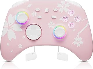 Mytrix RGB Pro Wireless Controller Compatible with Nintendo Switch, Windows PC iOS Android Steam Deck, Sakura Pink Controller with Programmable Buttons, Auto-Fire Turbo, Motion Vibration - Image 1