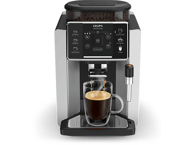 Cafetera superautomática - Krups Sensation C90 EA910E10, 1450 W, 15 bar, 1.7 L, 6 programas, 2 tazas, Barista Inside Technology, Autolimpieza, Plata - Image 1