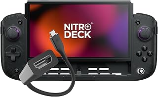 CRKD Nitro Deck+ with HDMI Adapter - Handheld Pro Controller for Nintendo Switch & OLED Model - TV Dockable - Programmable Sidekicks & Back Buttons - TruCollection System (Clear Black) - Image 1