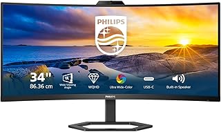 Philips 34E1C5600HE - 5000 Series - LED-Monitor - gebogen - 34"" - 3440 x 1440 WQHD @ 100 Hz - VA - 300 CD/m? - 3000:1-4 ms - HDMI, DisplayPort, USB-C - luidsprekers - textuurzwart (34E1C5600HE/00) - Image 1