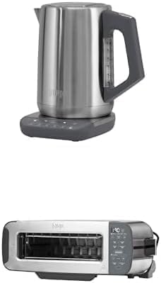Ninja Perfect Temperature, Kettle, 1.7 L with Temperature Control, KT201EU LED Display + Ninja Foodi 3-in-1, Toaster, Grill and Panini Press, Stainless Steel, ST202EU - Image 1
