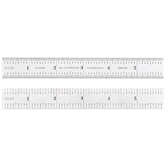 Starrett C606r-6 Spring Hardened Steel Ruler with Thumb Graduations, 6" Long, 3/4" Width, 3/64" Thick - Image 1
