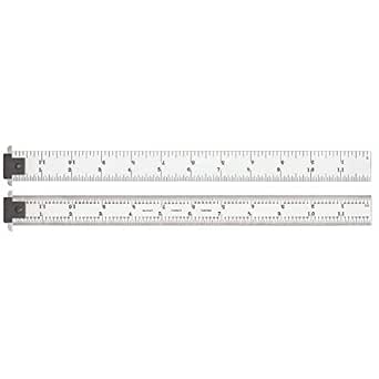 Starrett DH604R-12 Spring Hardened Steel Ruler with Thumb Graduations, Adjustable Double Hook, 4R Style Graduations, 12" Long, 1" Wide, 3/64" Thick - Image 1