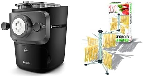 Philips Series 7000 Pasta Machine - ProExtrude Technology, Automatic Weighing, Fully Automatic, 8 Shaping Discs, Black (HR2665/93) & Ard'time - Pasta Dryer - Image 1