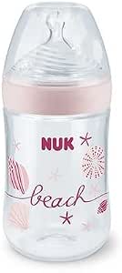 NUK Nature Sense 260ml BPA Free Silicone Water Bottle, Limited Beach Edition Pink - Image 1
