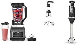 NINJA BN750EU 2-in-1 Blender Black/Silver + Ninja Foodi 3-in-1 Blender, Blender and Hand Chopper, Soft Start, 2 Mixing Speeds and 5 Speed, 850W, Black CI100EU - Image 1