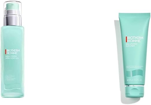 Set of Men's Biotherm, Aquapower Advanced Gel, Ultra-Moisturising and Fortifying Gel for Men, 75 ml + Aquapower Face Cleanser – Foaming Cleanser for Skin and Beard – Paraben Free – 125 ml - Image 1