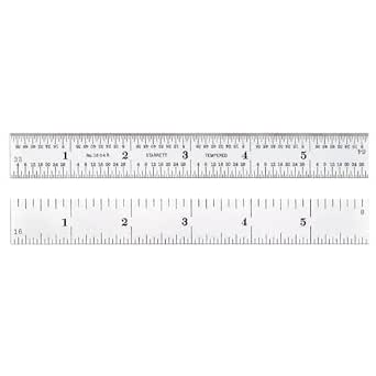 Starrett C601-12 Spring Hardened Steel Ruler with Thumb Graduations, Length 12", 1" Width, 3/64" Thickness - Image 1