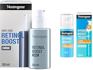 Neutrogena, Crème Anti-Âge Retinol Boost pour Combattre les Signes Visibles de l'Âge – enrichie en Rétinol + Fluide Hydratant Hydro Boost Spf 50 à L’Acide Hyaluronique, Provitamine B5 et Niacinamide - Image 1