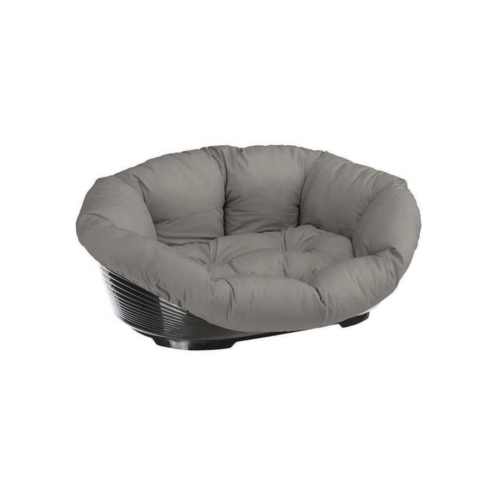 Ferplast Panier Chien et Chat avec Coussin SOFA' 2 en Coton Lavable, Lit pour Chien et Chat en Plastique Rembourré, Corbeille en Plastique, Fond Perforé, Antidérapant, 52 x 39 x h 21 cm, Taupe - Image 1