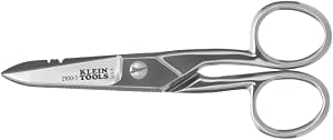 Klein Tools 2100-7 | Nickel-plated electrician's scissors | Notches 0,91 mm² and 0,26 mm² | Serrated blade | Scraper and file | Corrosion resistant steel - Image 1