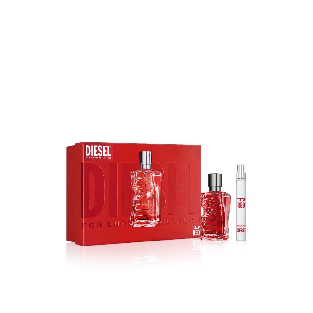 Diesel - D Red - Eau de Parfum Gift Set - Aromatic Fern Fragrance for Men - Fresh and Sensual - Grapefruit, Provence Lavender & Sandalwood - Long-Lasting - 50ml & 10ml - Image 1
