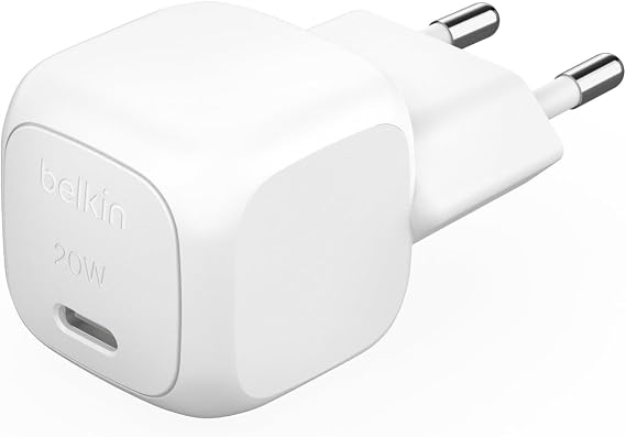 Belkin BoostCharge Cubic USB-C Fast Charger, 20W USB C Plug, for Apple iPhone Air, iPhone 17, Samsung Galaxy, Google Pixel, iPad, AirPods, etc - White - Image 1