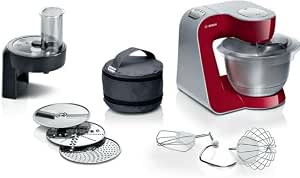 Bosch Series 4, Kitchen machine, Mum 5, 1000 W, Red, Silver - Image 1