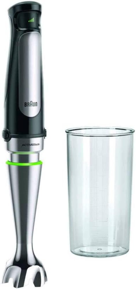 Braun Hand Blender (1000W with ActiveBlade Technology) Black/Stainless Steel Mixer Cup and Jigger 600ml Incl. Black - Image 1