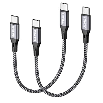 RAVIAD 100W USB C to USB C Cable Short [50CM/Pack of 2], Type C Cable Fast Charge PD 5A/20V USBC Cable with E-Mark Chip for iPhone 16/15, Samsung Galaxy S25/S24/S23, MacBook, Tablet, Huawei - Image 1