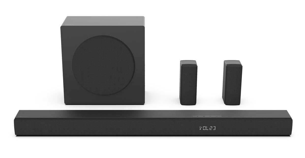 Hisense AX Series AX5100Q, 5.1-Channel, 580W, 6.5" Wireless Subwoofer Included, Dolby Atmos and DTS:X, TV Soundbar, Black - Image 1