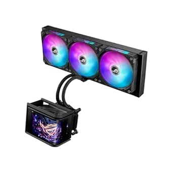 ASUS ROG RYUO IV SLC 360 ARGB All-in-One Liquid CPU Cooler (6.67" Curved AMOLED Display for 3D Videos, Pre-Mounted ARGB Fans, Powerful Pump, Thermal Paste) - Image 1