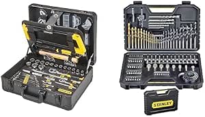 STANLEY Maintenance Case – 142 Pieces – Pliers and Cutters, Adjustable Wrench, Level, Measurement, Screwdriver, Hacksaw, Cutter, Clamping Tools & Set of 100 Drill Bits and Accessories - Image 1