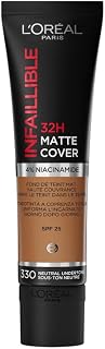 L'Oréal Paris - Waterproof High Coverage Matte Foundation - Long Lasting - Lightweight & Mattifying - SPF 25 - Infallible 32H Matte Cover - Shade : 330 Neutral Undertones - 30 ml - Image 1