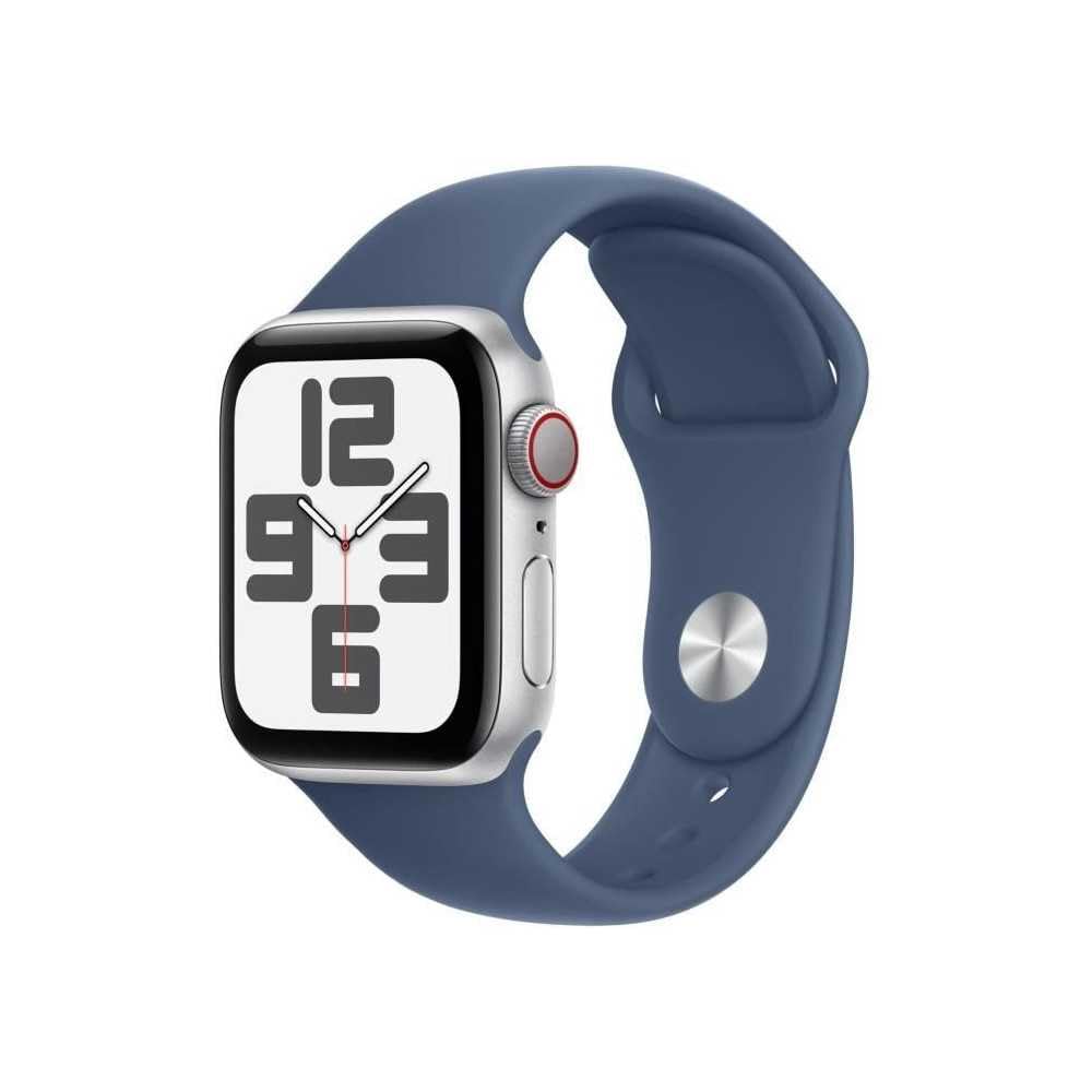 Apple Watch SE (2nd Gen) 40 mm GPS + Cellular Smart Watch with Silver Aluminium Case and Denim Sport Strap (S/M). Activity and Sleep Tracking, Accident Detection, Heart Rate Monitoring - Image 1