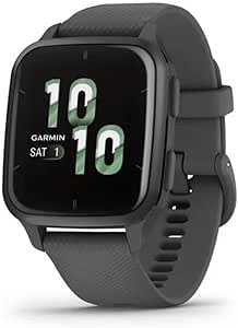 Garmin Venu Sq 2 GPS Multisport Smart Watch with AMOLED Display and Health Tracking – Gray with Dark Grey Strap – 40 mm Black Case - Image 1
