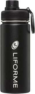 Portable Water Bottle, Water Bottle with Screw Cap, Waterproof, Lightweight, Eco-Friendly, Hot/Cold Vacuum Insulation, Double Wall Design, No Sweat, BPA Free, 520ml - Black - Image 1