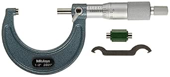 Mitutoyo 103-132 Series-103 Outdoor Micrometer with Ratchet to Stop 1-2" Range, 0.05" Graduation - Image 1